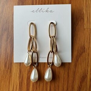 NEW Ettika Gold and Pearl Drop Earrings